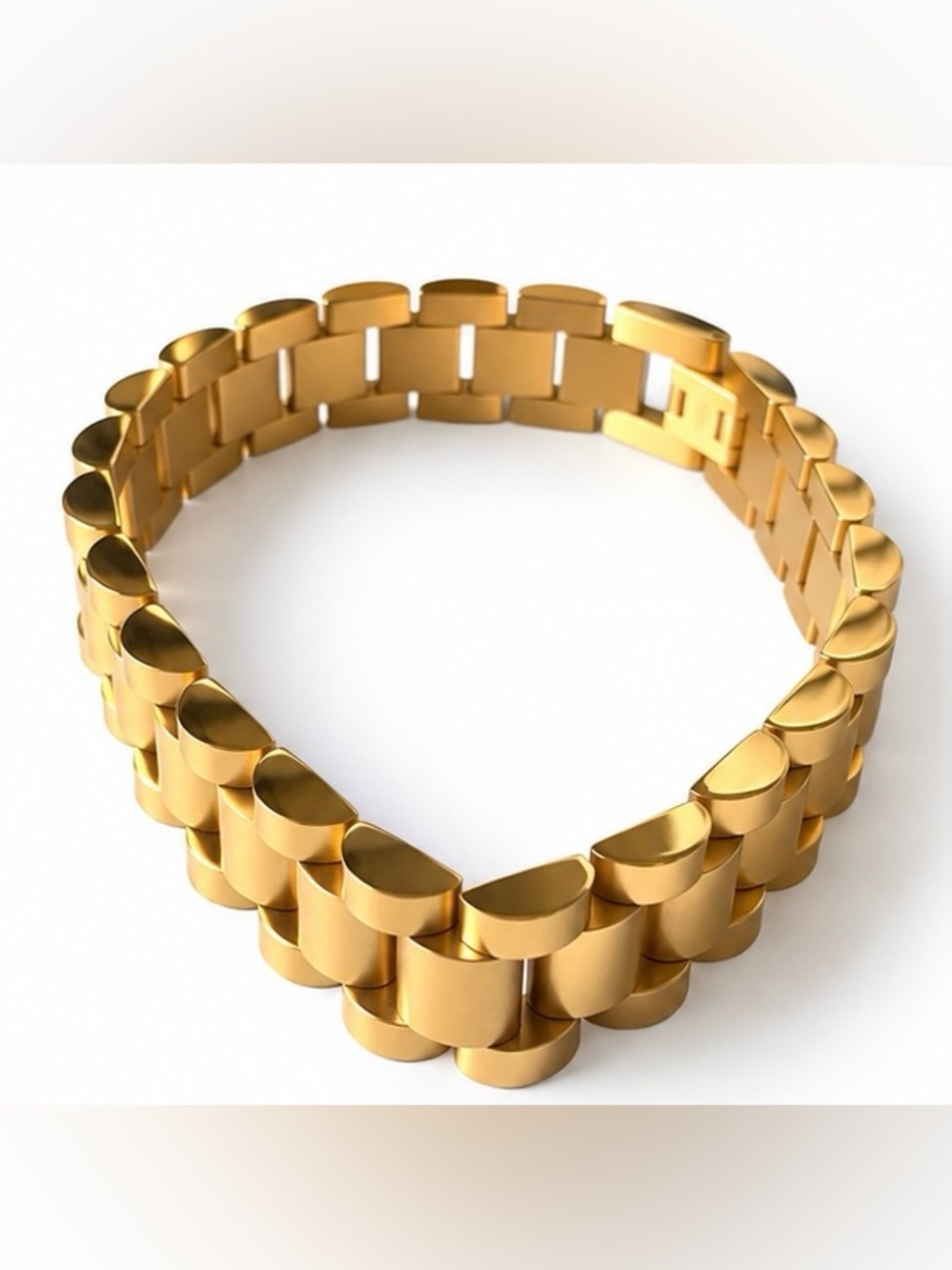 Gold Tone Stainless Steel Link Bracelet 8 Inch Unisex NEW
